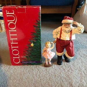 2002 CLOTHIQUE POSSIBLE DREAMS SANTA & BALLERINA W/ BOX VINTAGE RARE CHRISTMAS